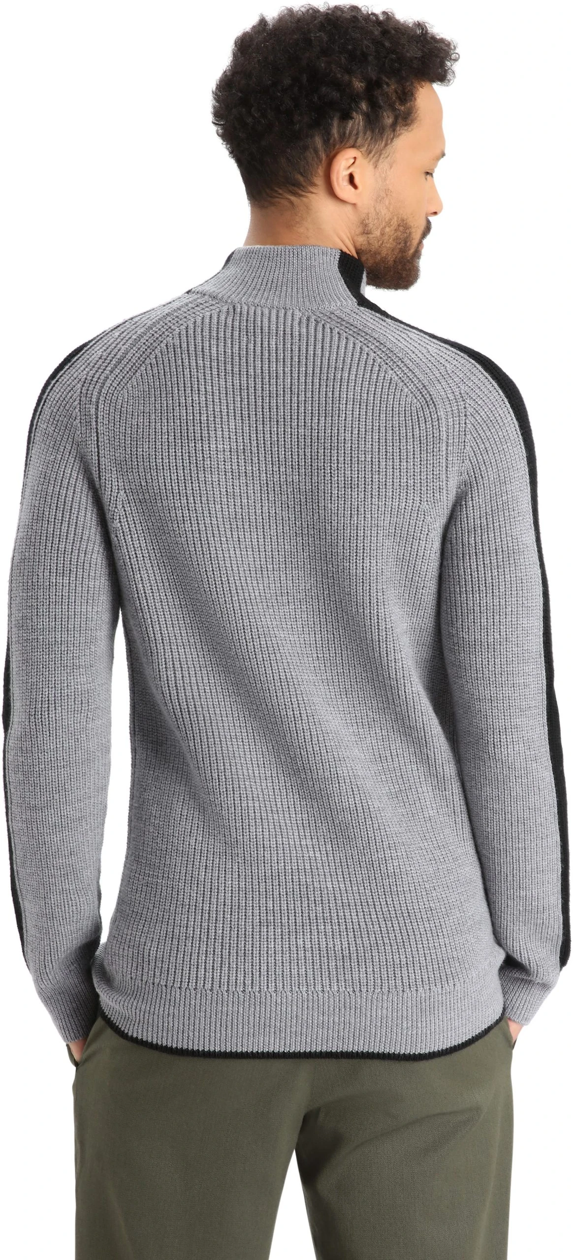 Icebreaker M Lodge LS Half Zip Sweater IBA11/GRITSTONE HTHR/BLACK - Bilde 6