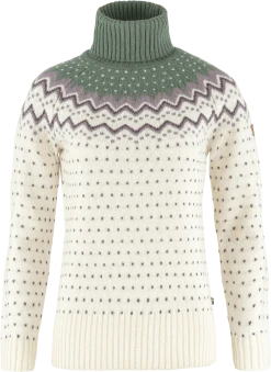 FJÄLLRÄVEN Övik Knit Roller Neck W Chalk White-Patina Green