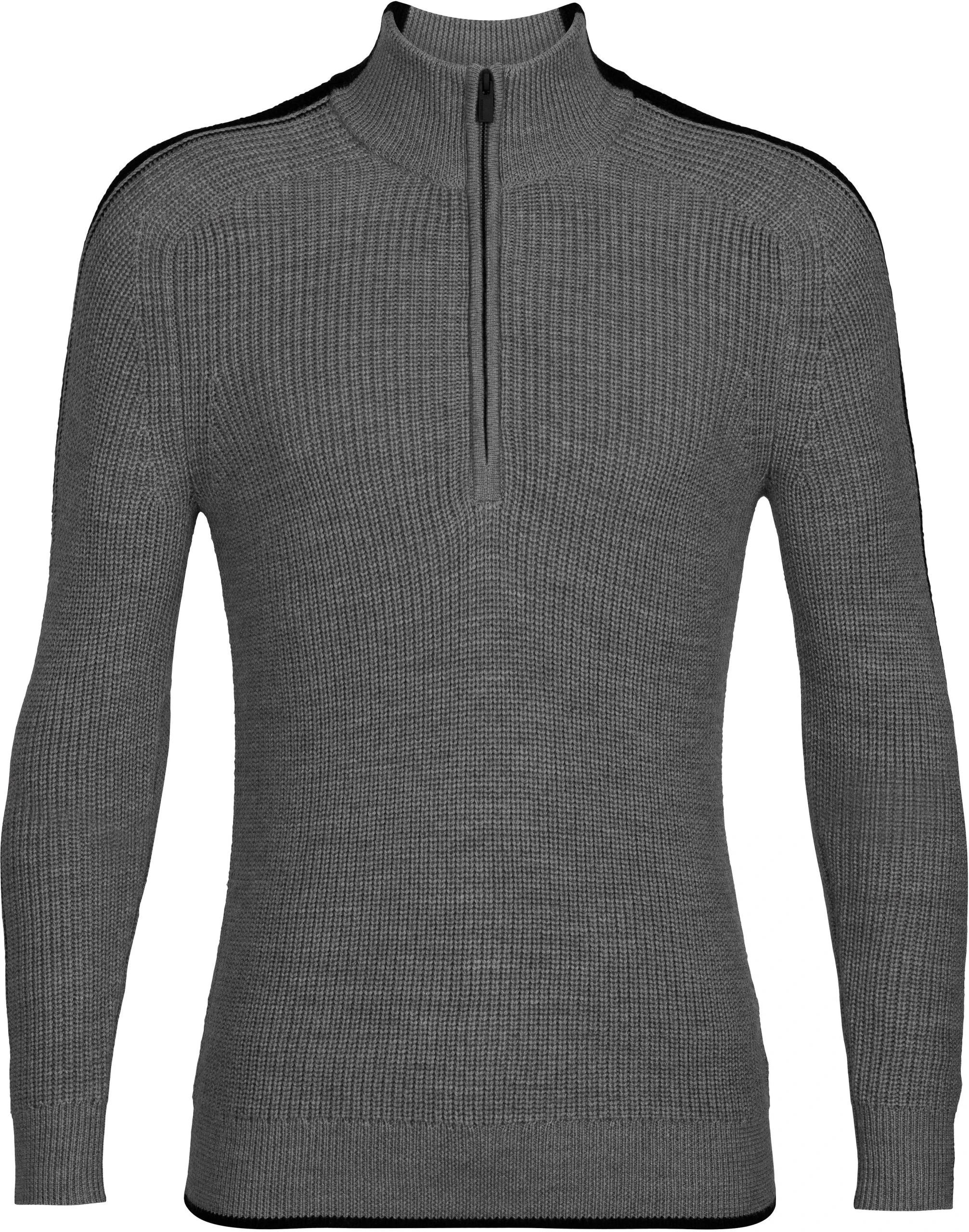 Icebreaker M Lodge LS Half Zip Sweater IBA11/GRITSTONE HTHR/BLACK