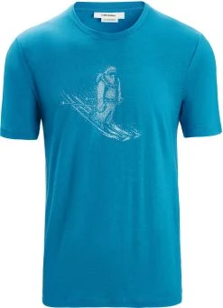 Icebreaker M Tech Lite II SS Tee Skiing Yeti GEO BLUE