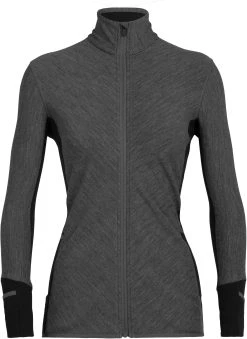 Icebreaker Women Descender LS Zip IBA01/JET HTHR/BLACK