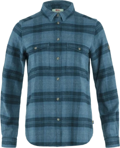 FJÄLLRÄVEN Övik Heavy Flannel Shirt W Indigo Blue-Dark Navy